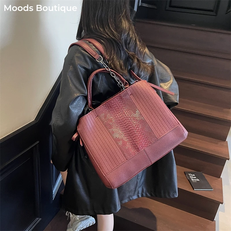 

сумка женская сумка женская через плечо MOODS Роскошные дизайнерские сумки для женщин с крокодиловым узором, большая вместительная сумка через плечо, высококачественная сумка-портфель с цепочкой и верхней ручкой