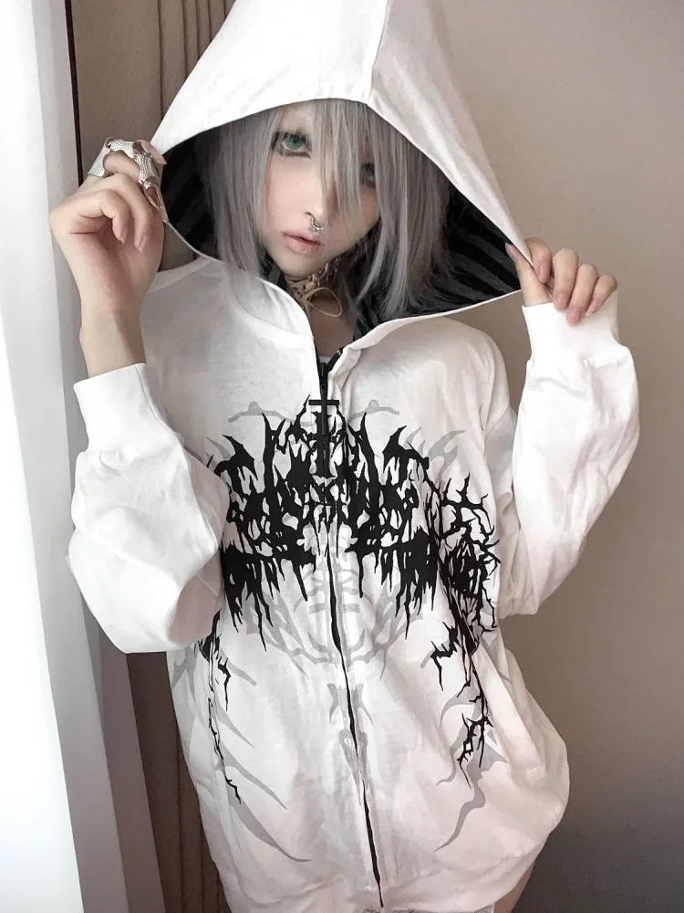 Subkultur Y2k Japanischen Mit Kapuze Sweatshirt Frauen Dünne Frühling Herbst Retro Lose Zipper Jacke Top 2000er Jahre Korea Casual Hoodies neue
