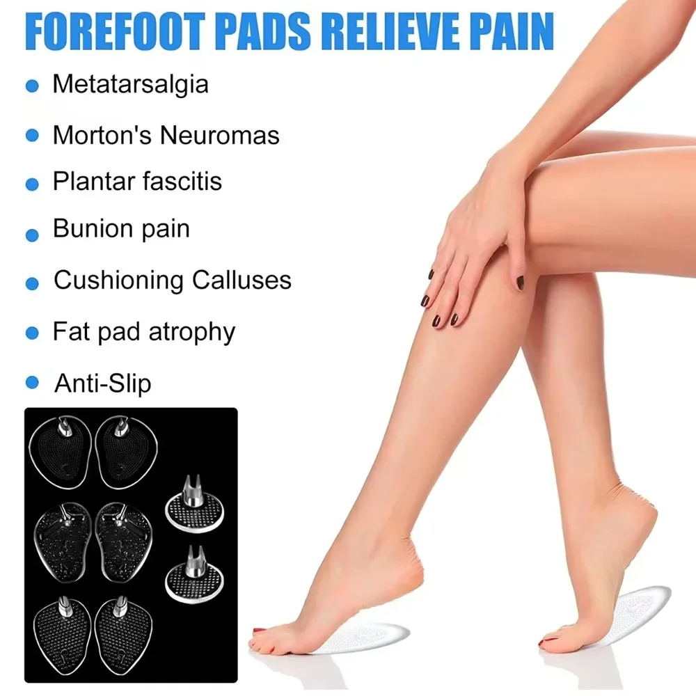 2Pcs Silicone Shoe Pads for Toe Protectors Anti-slip Flip Flop Sandals Forefoot Pad Gel Massage Slip Resistant Half Yard Insoles image 3