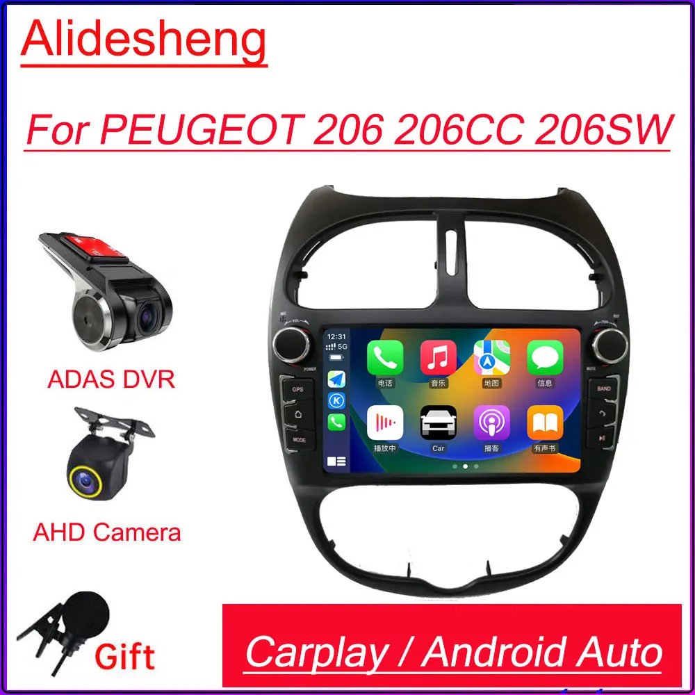 Android 12 Car radio for PEUGEOT 206 206CC 206SW 2000-2005 2006 2007 2008 Multimedia player GPS navi Video 2din Autoradio 7 inch