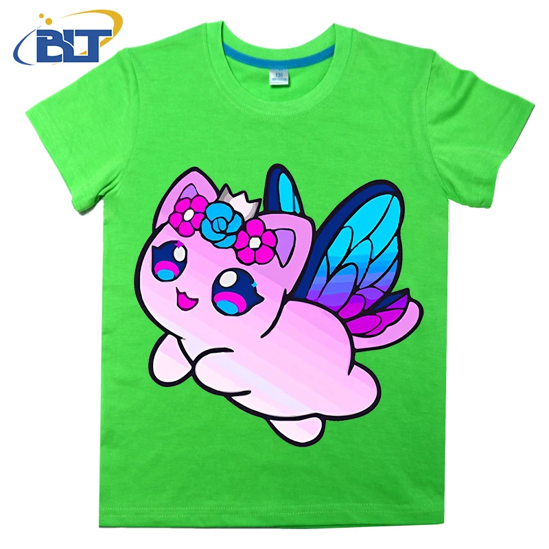 Camiseta con estampado de gato aphmau para niños, top informal de manga corta de algodón puro, adecuado para niños y niñas, Verano