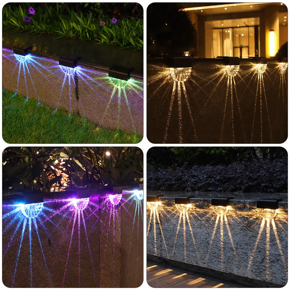 4 Pcs Pathway outside Solar Lights Waterproof Step Decorative Fence Lamp Exterior