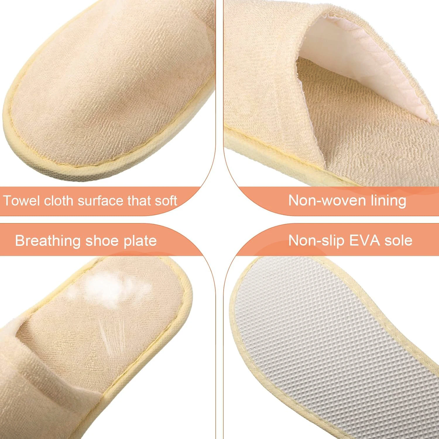 20-160 Pairs Disposable Slipper for Guest Non Slip House Slipper Washable Reusable Hotel Slipper Wedding Spa Portable Slipper