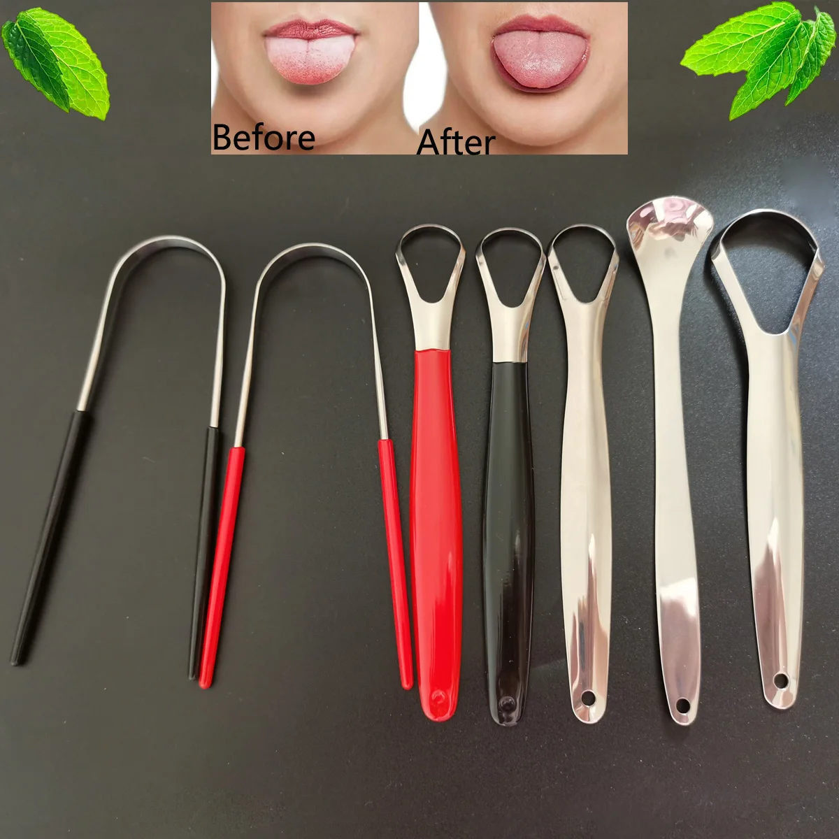 Tongue Scraper Stainless Steel Tongue Cleaner Oral Care Hygiene Scraper Dental Oral Care Hygiene Health Care Tool