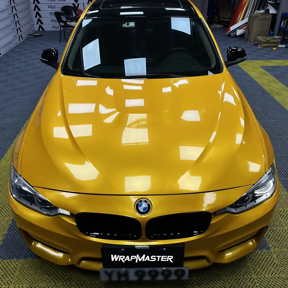 Wrapmaster 5M/10M/18M PPF Auto Body Super Gloss Metallic Car Wrap Yellow Removable Car Sticker Vehicle Protection Film