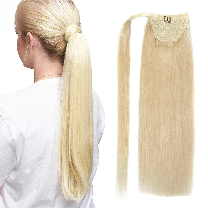 

Remy Clip In Human Hair Ponytails Extensions 14-22inch Straight Wrap Around Ponytail Extension Black Brown Blonde Natural Hair