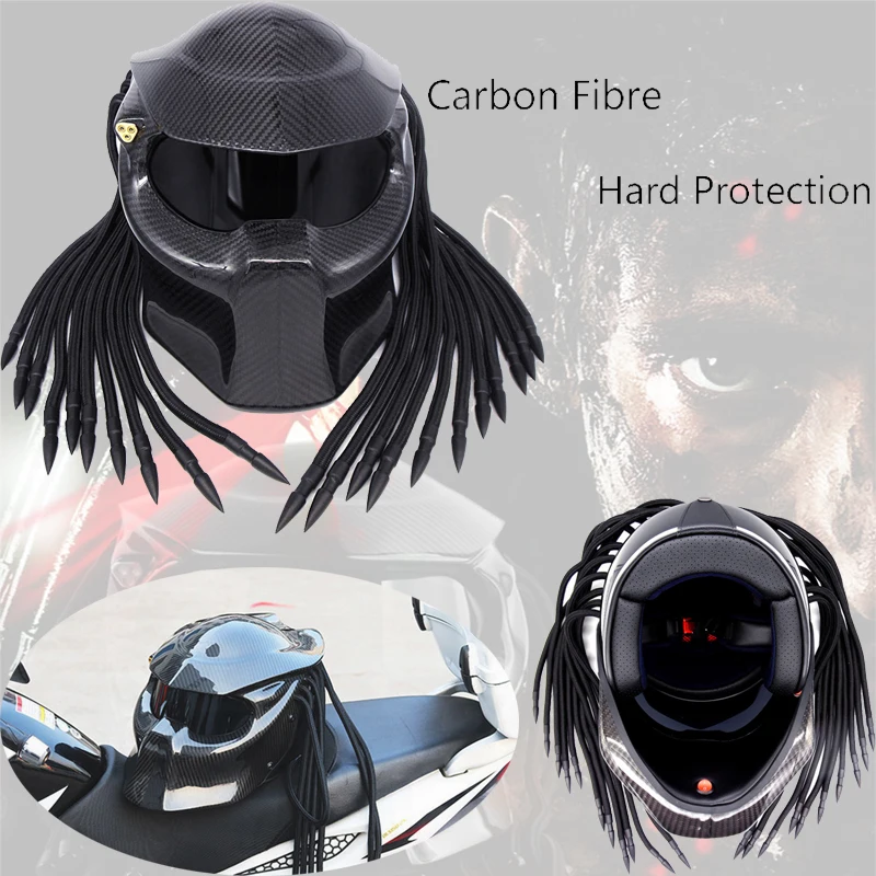 

2024 New Carbon Fibre Full Face Motorcycle Helmet Safety Unisex Dirt Bike Motorcycle Helmet Dot Approved Braided Wigs Protective