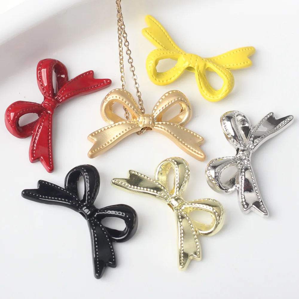 10Pcs/pack Simple Alloy Bow Knot Pendant DIY Bracelets Necklaces Jewelry Accessories