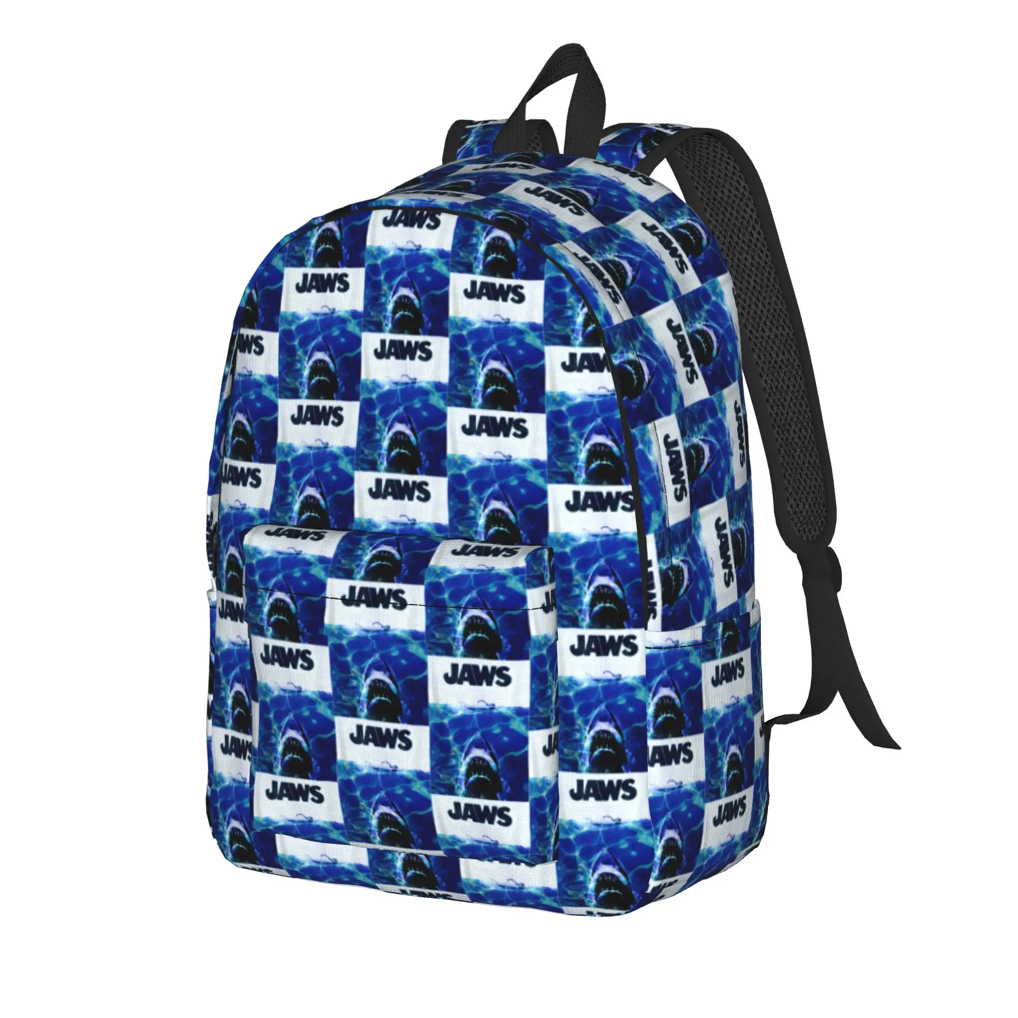 Jaws 50th Anniversary Poster Blue Backpack  Camping Backpacks Boy Colorful Breathable School Bags Funny Rucksack