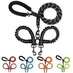 Pet Double-headed Leash One To Two Dog Walking Leash Retractable High Elasticity Luminous Anti-winding