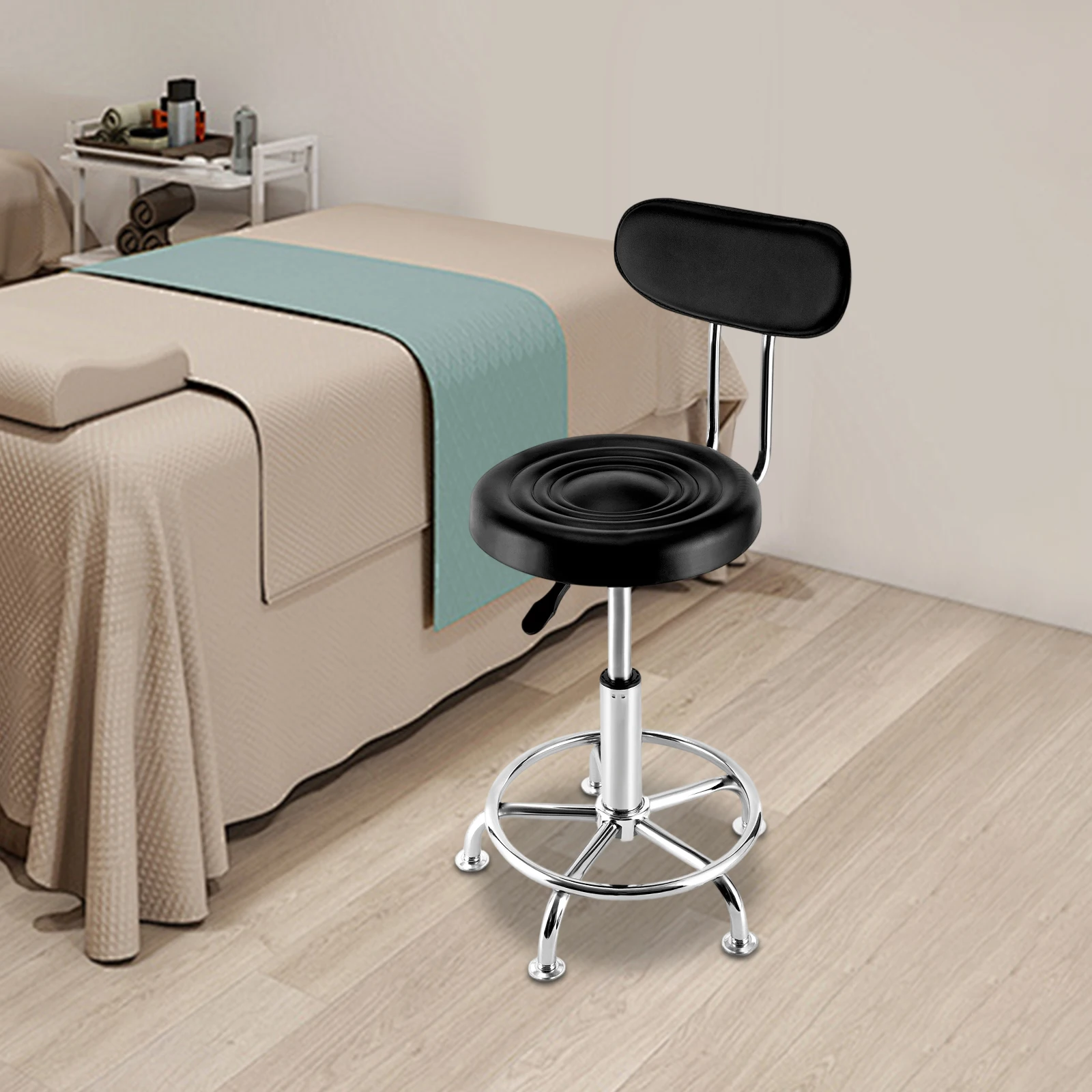 Salon Chair with Comfortable Backrest, Adjustable Long-Hour Sitting Without Fatigue, 330lbs Weight Capacity, Black Modern Design