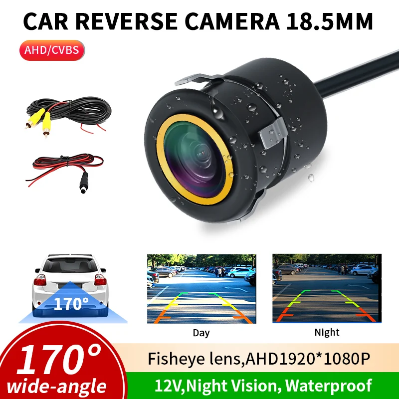 For Vehicle Parking Assistance 18.5MM Car Rear View Camera AHD 1080P 170° Wide Angle Night Vision Waterproof Camera