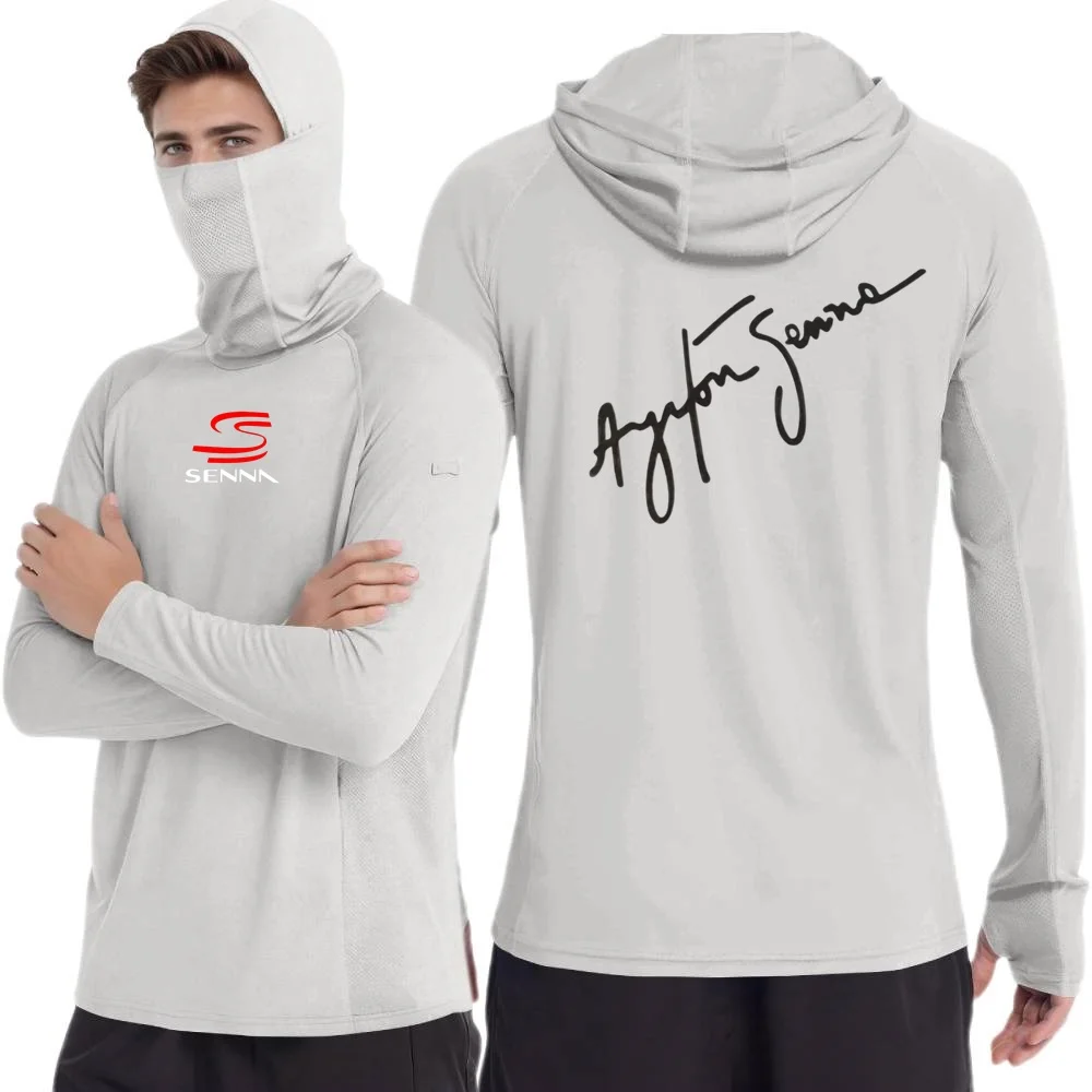 NEW Ayrton Senna Drive to Perfection Racing Men's Tshirt Mens Long Sleeve Hoodie UPF50 Sun Shirts Hiking Sunscreen Ice Silk Tops