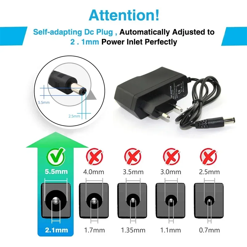 AC DC 3V 4.5V 5V 6V 8.5V 12V 13V Adapter Power Supply 220V To 12V 1A Lighting Transformer 24V 1A Universal Charger Converter