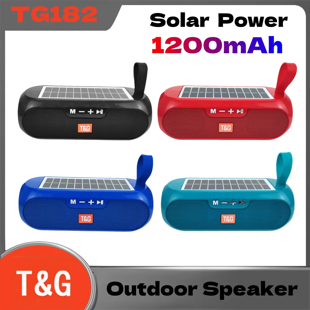

T & G TG182 езда на мотоцикле, динамик на солнечной энергии, портативный BT стереозвук, FM-радио динамик для наружного кемпинга, пешего туризма, бумбокса