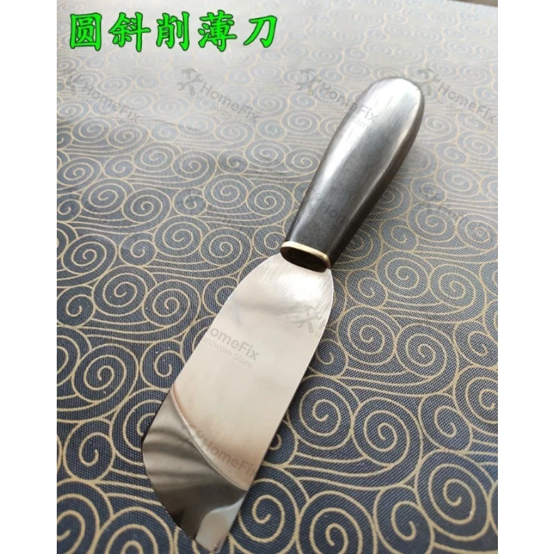 High‑End Leather Thinning Knife Handmade Leathercraft Sharp Cutter Mirror Polished DC53 Steel Blade Black Wood Handle