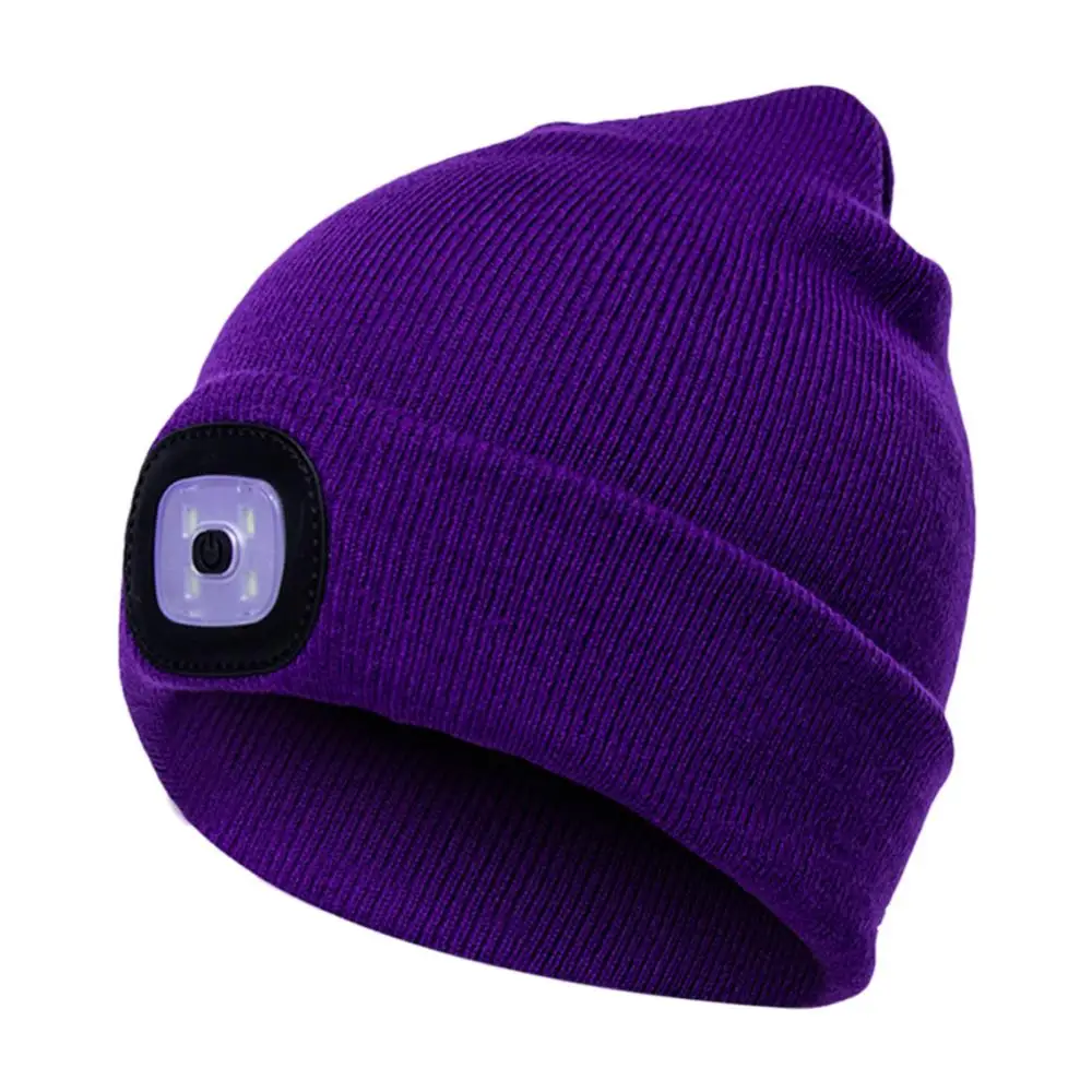 Hat Cap Unisex Beanie Outdoor Cycling Hiking LED Light Knitted Winter Elastic Cap
