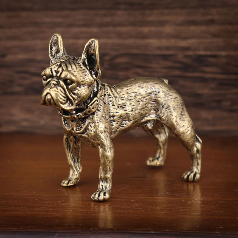 Antique Bronze Desktop Decoration Bulldog Shar Pei Solid Copper Zodiac Tea Ornaments Brass Poodle