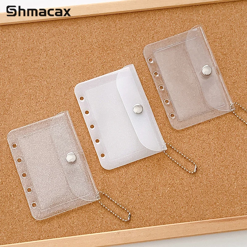 M5 Five Holes Note Book Inner Bag Loose Leaf Card Holder Case With Hanging Chain PVC Transparent Storage Bag Card Cover Sleece