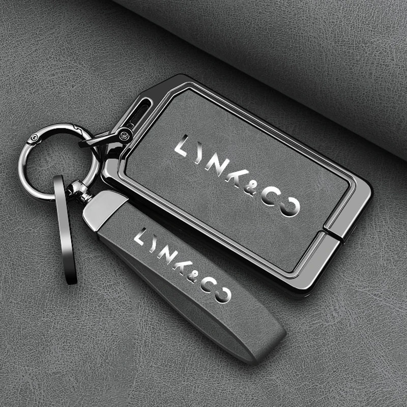 Zinc Alloy Leather Car Key Case Full Cover For LYNK CO 05 09 01 06 Smart Card Keyless Protection Accessories