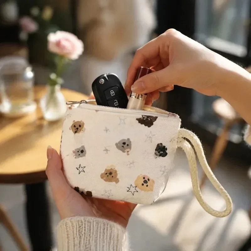 1/2 Pcs Zero Wallet Simple Zipper Compact and Cute Student Instagram Style Coin Key Card Bag Portable Handheld Makeup Bag Wallet