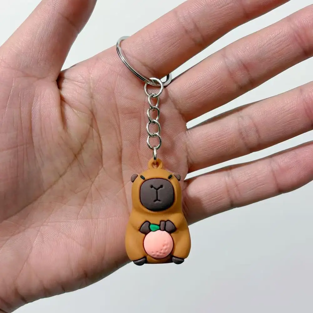 Niedliche Capybara Schlüssel bund Puppe Capibala Anhänger Fahrrad Rucksack Schlüssel Handy Anhänger Zubehör hässlich niedlich PVC weichen Gummi