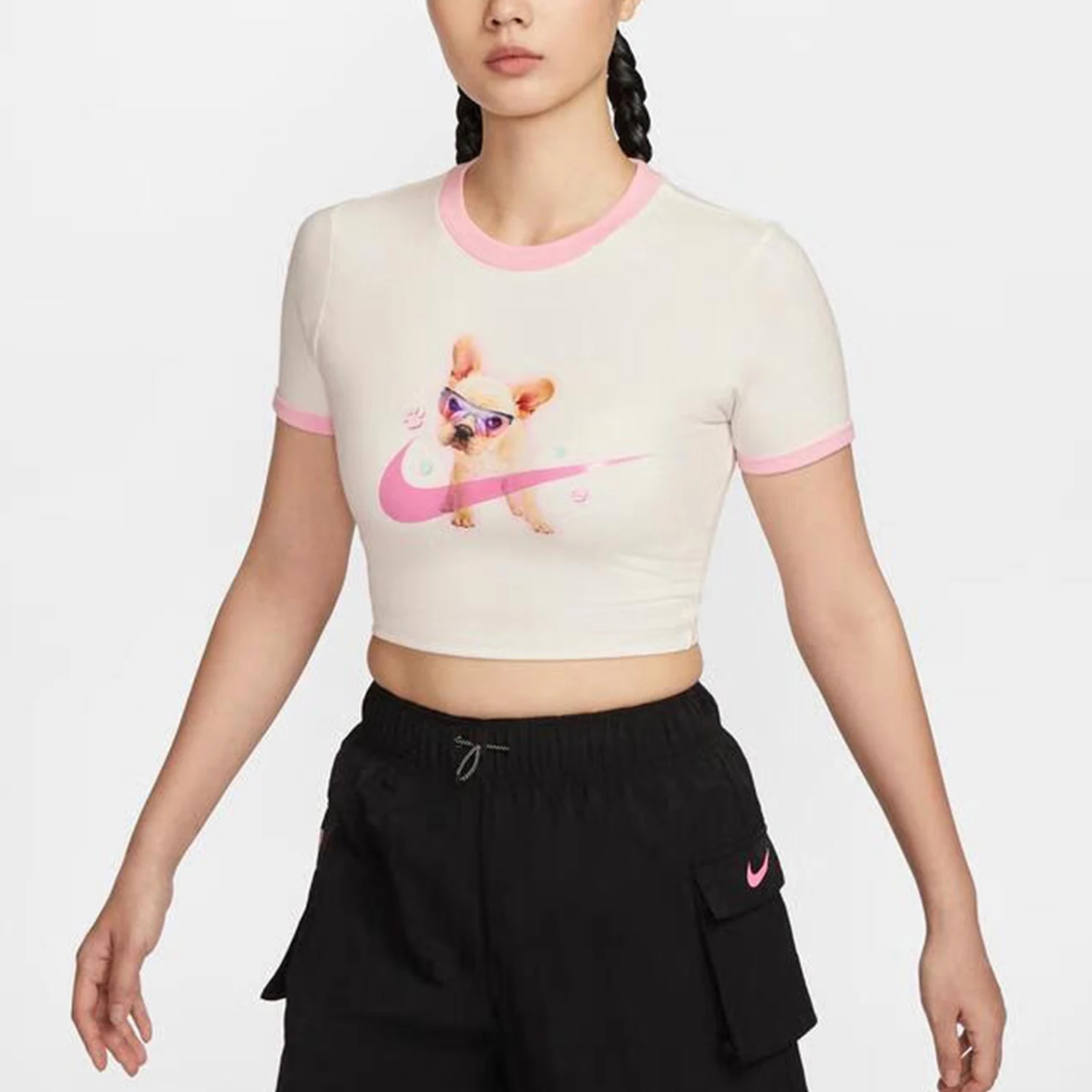 

Официальная новая женская повседневная футболка Nike с круглым вырезом и короткими рукавами с принтом HM4621-133