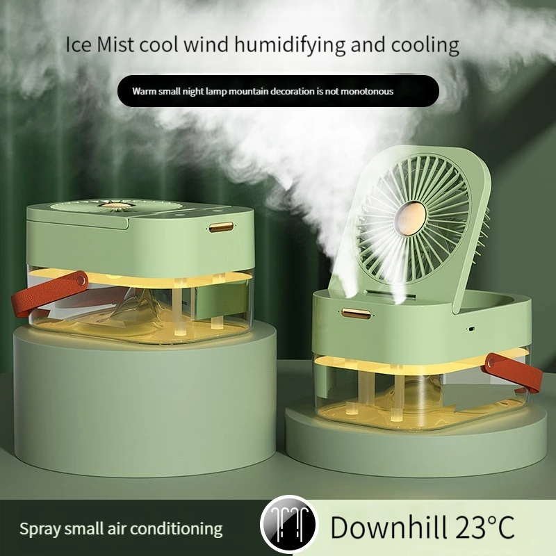 New humidification spray desktop fan remote control timing cool air mini fan USB charging electric wind fan