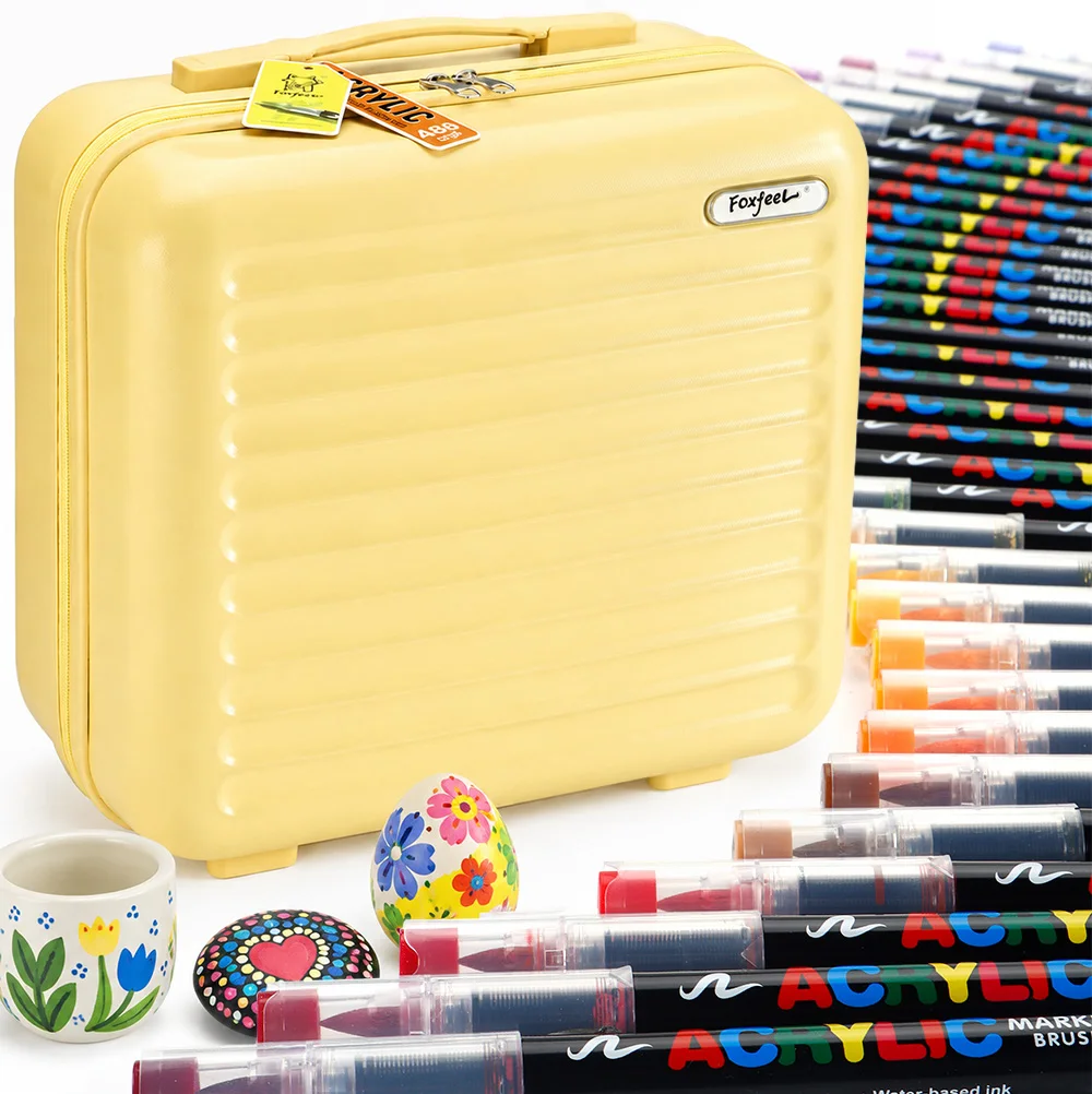 Acrylic Paint Marker Set Portable Hard Shell Storage Case 466 Colors Painting Pens DIY Art Supplies Christmas New Year's Gifts