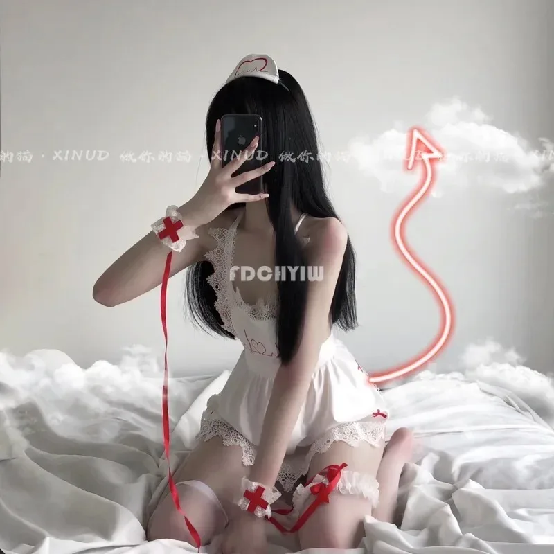 

Cute Harajuku Punk Nurse Ultrashort Dress Sexy Underwear Women Split Skirt Sleepwear Cosplay Uniform Show Girl Co RI6s;2'd,5.h;