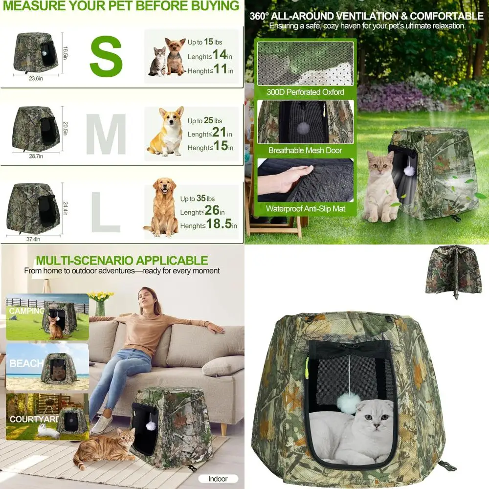 

Портативная палатка для кошек и маленьких собак: для дома, улицы, пляжа, кемпинга - размер S, 23,6x23,6x16,5 дюймов