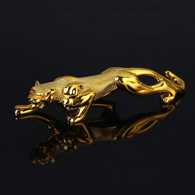 

Exquisite Resin Leopard Miniature Handmade Rhinestone Panther Figurine Wildlife Adornment Gift and Craft Trinket Accessories