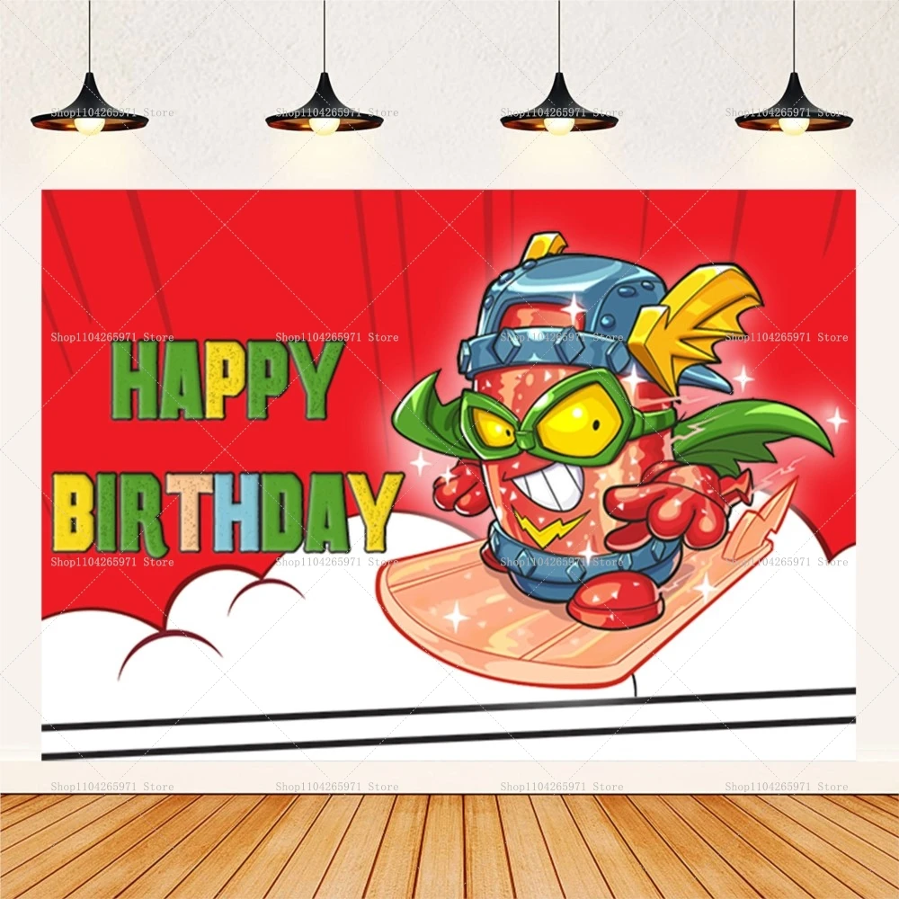 Cartoon SuperZings Photography Backdrop Children Birthday Decoration Backdrop Party Supplies Baby Shower Banner Photo Studio view 5