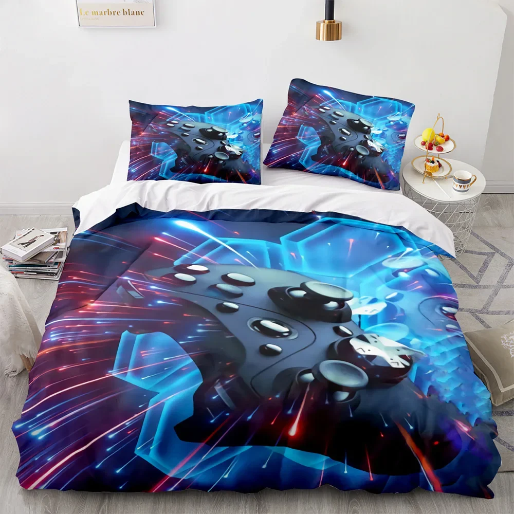 Game Handle King Queen Duvet Cover Kids Teens Boys Gamer Bedding Set Pillowcase Cartoon Psychedelic 2/3pcs Polyester Quilt Cover