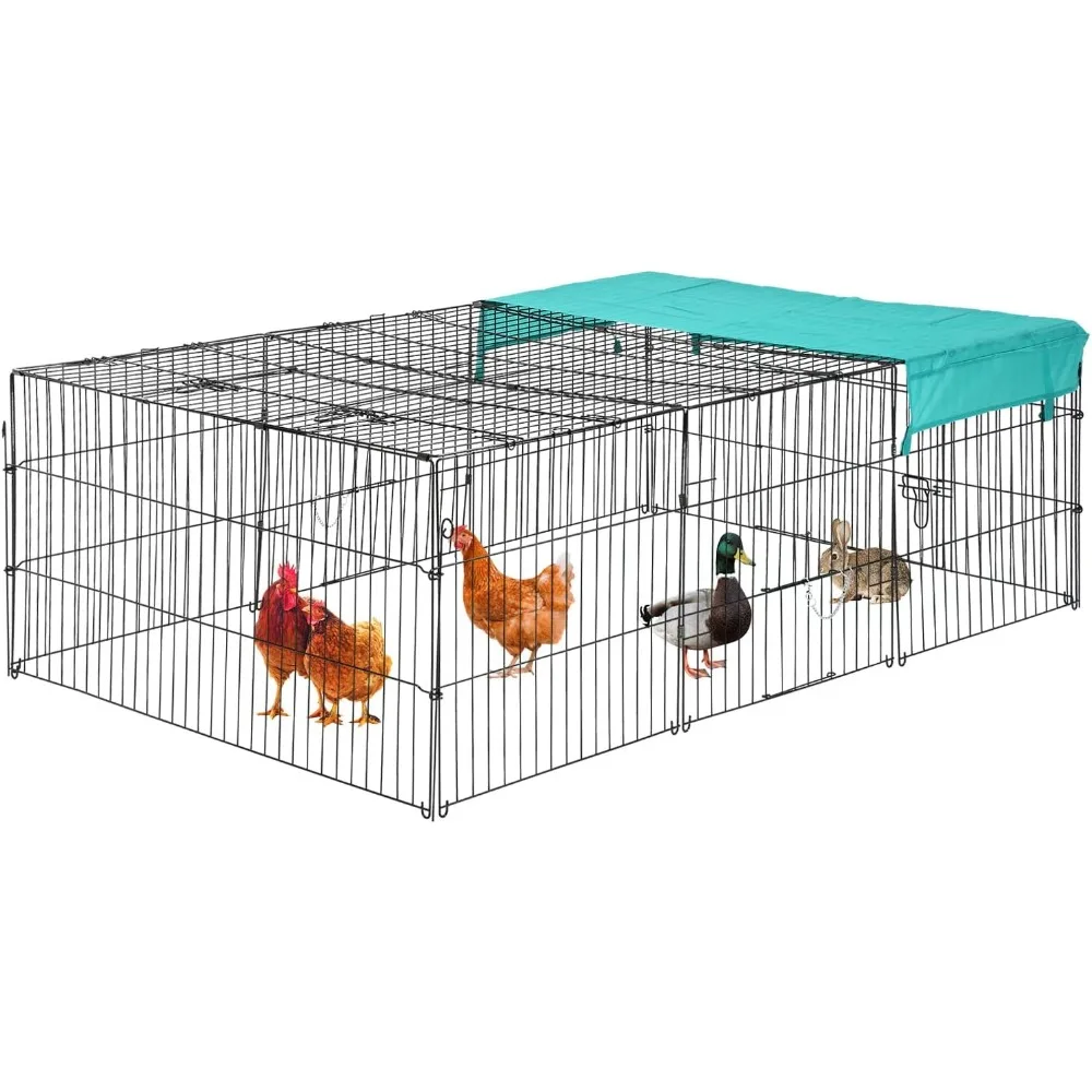 

Large Metal Chicken Coop, Chicken Run Outdoor Walk-in Poultry Cage Duck Coop Chicken Pen Pet Playpen W/Cover Rabbit Enclosure