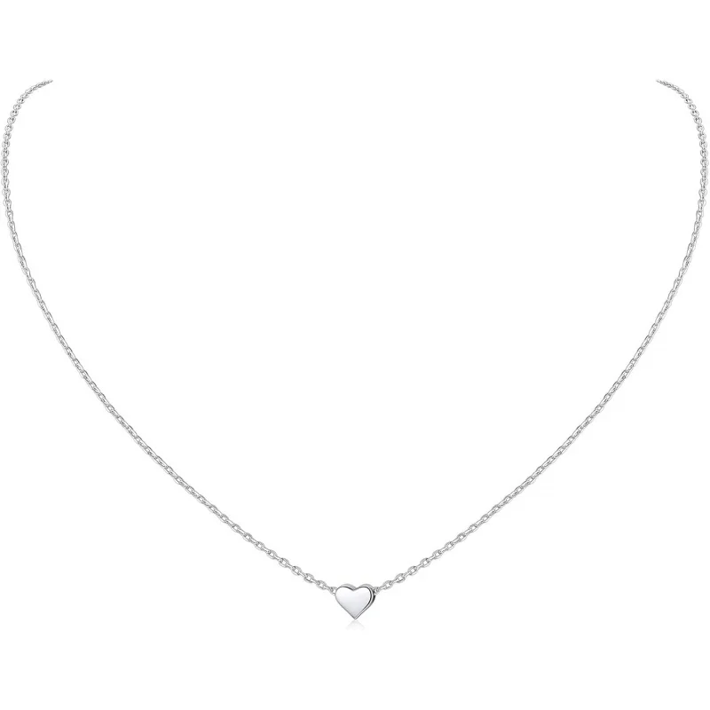 

ChicSilver Personalized 925 Sterling Silver Dainty Small Heart/Star/Moon/Dot/Triangle Pendant Necklace for Women, Silver/Gold/Ro