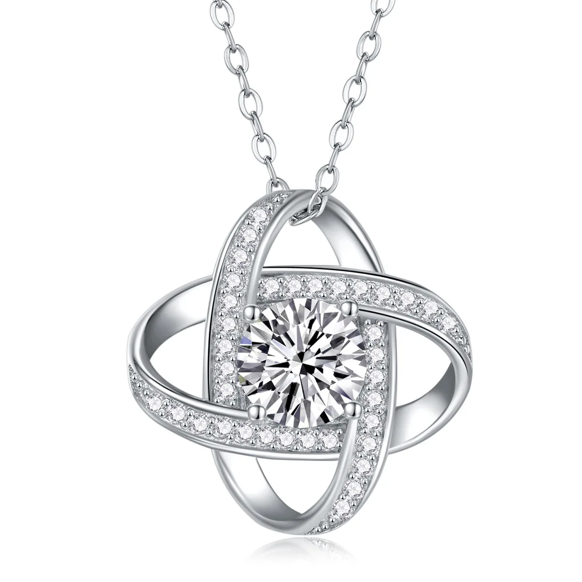 مويسانيتي ضياء 6.5 مللي متر 1.0CT امرأة قلادة الفضة قلادة للنساء سلاسل حفلة الزفاف غرامة مجوهرات 925 الاسترليني قلادة فضية