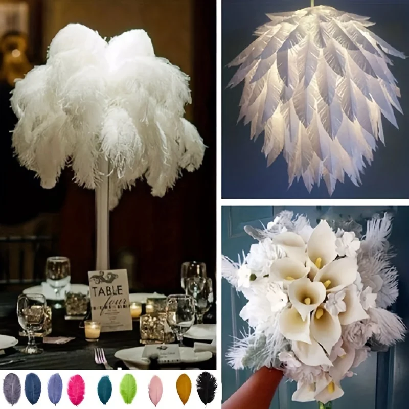 10 Pcs Natural Ostrich Feathers 9-12 Inch Bulk for Vase Wedding Party Home Christmas Decorations