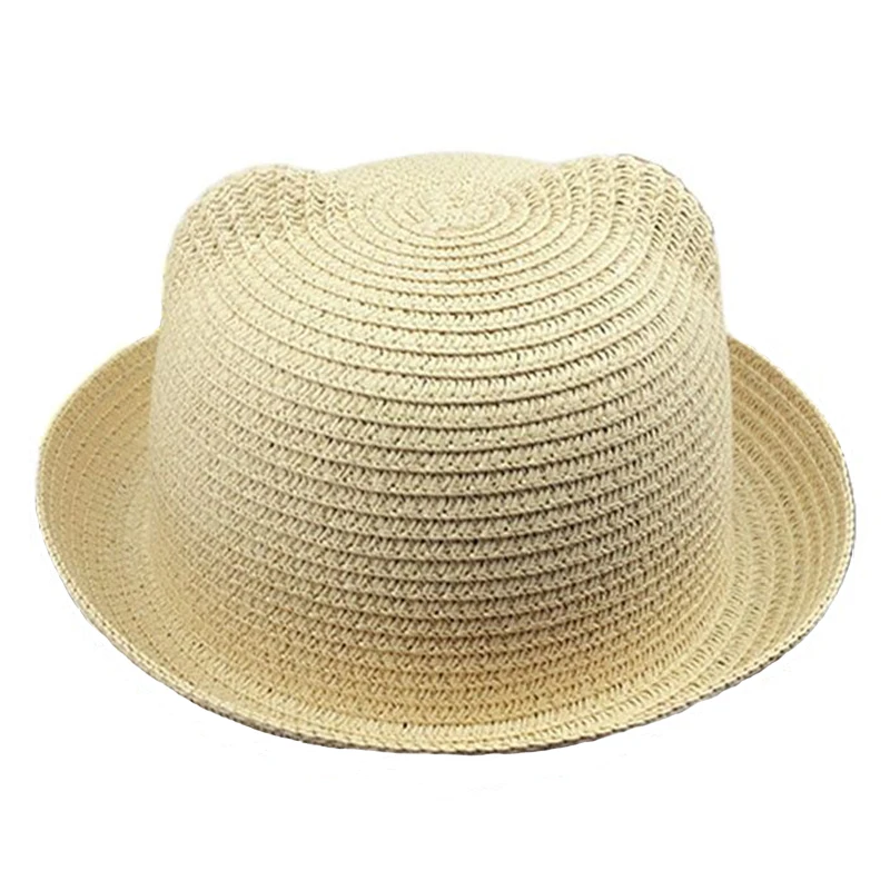 Sombrero de ala curvada transpirable con orejas de gato para niños, gorras de protección solar para niñas, sombrero para el sol, sombrero de playa,