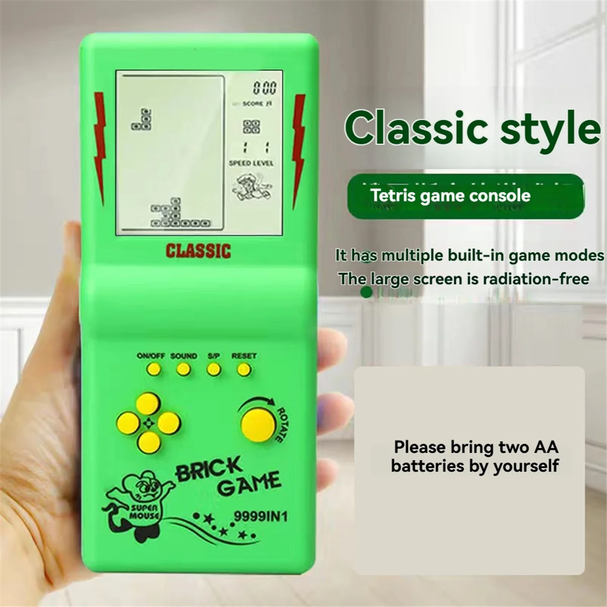 A45U Nostalgic Pocket Game Classic Retro Handheld Game Players for Console Children'S Machine Kids Puzzle Toys Green