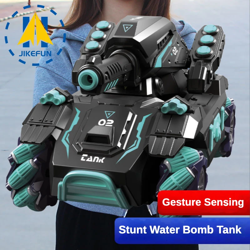 

JIKEFUN 1/16 Rc Car Tanks Toy 2.4G Water Bomb Stunt Tank Gesture Sensing Shooting RC Tank Drift Armored Vehicles Toys for Boys