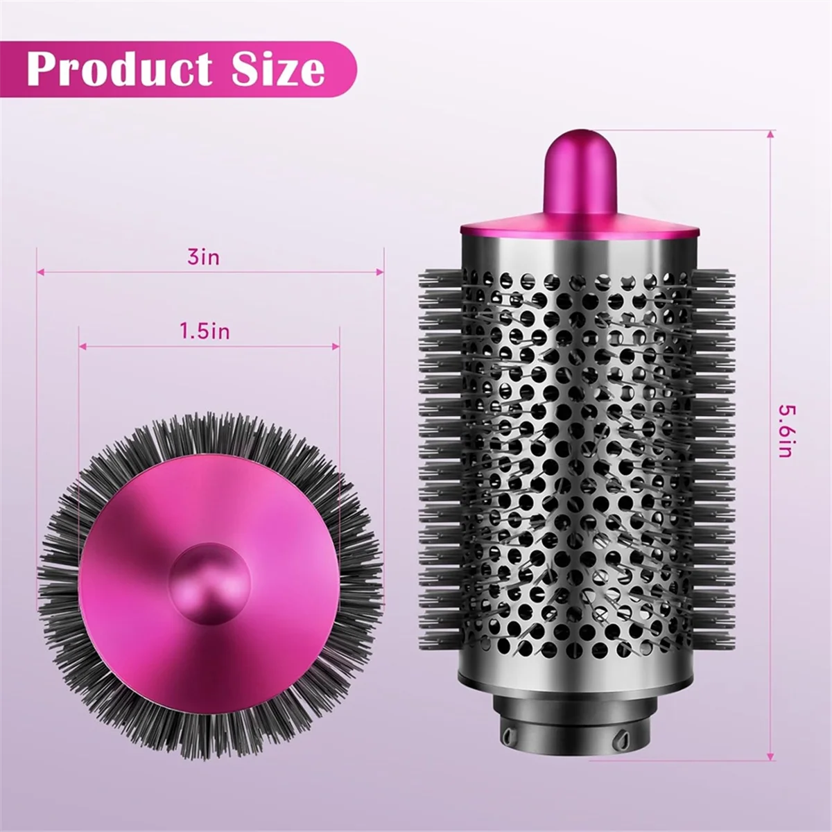 Large Round Volumizing Brush for Dyson Airwrap Attachments, Fluff Up and Volumize for Styling Rose Red