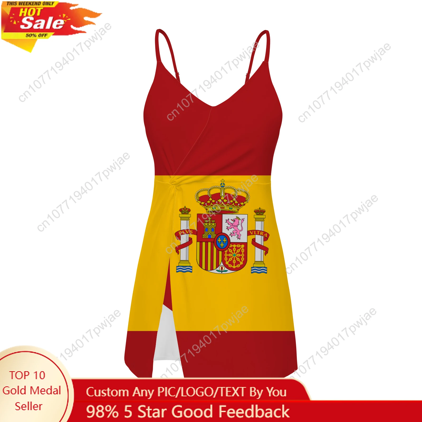 

Spanish National Emblem Vox Sling Dress Swimsuit Womens Bathing Suits Fashion Swimwear Pool Beach Bikini Custom Made Beachwear