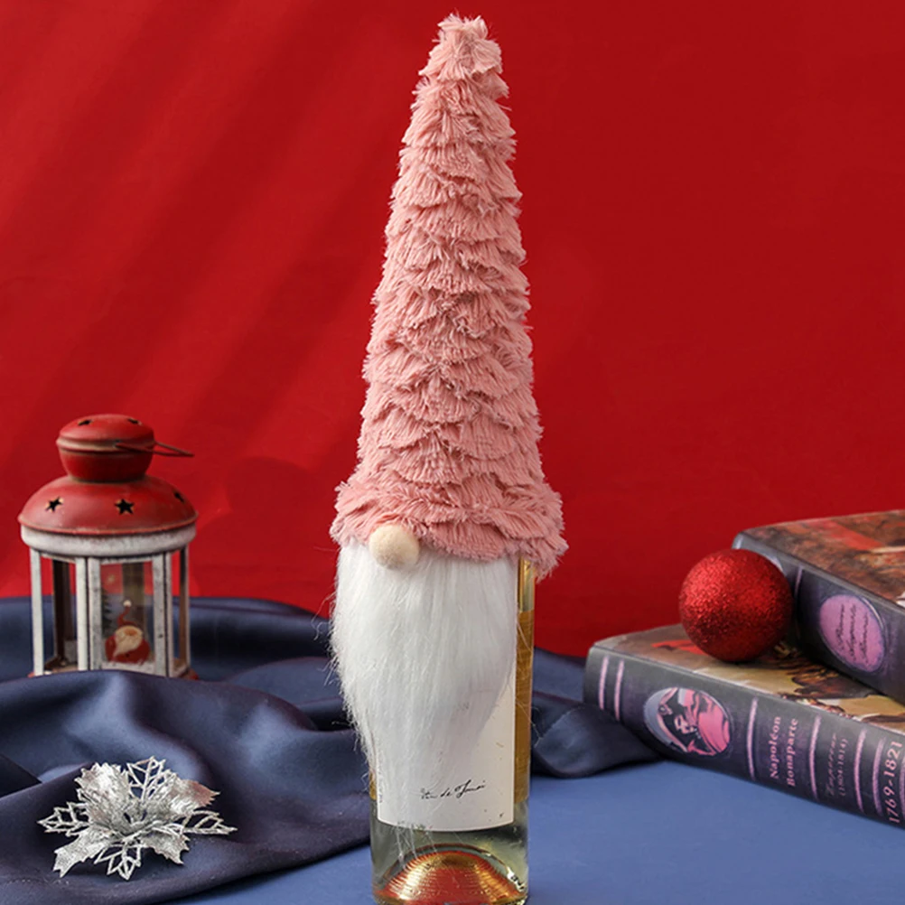 

4Pcs Xmas Bottle Covers Festive Decoration for Family Gathering Warm Atmosphere Gnome Bottle Decor Xmas Party Prop