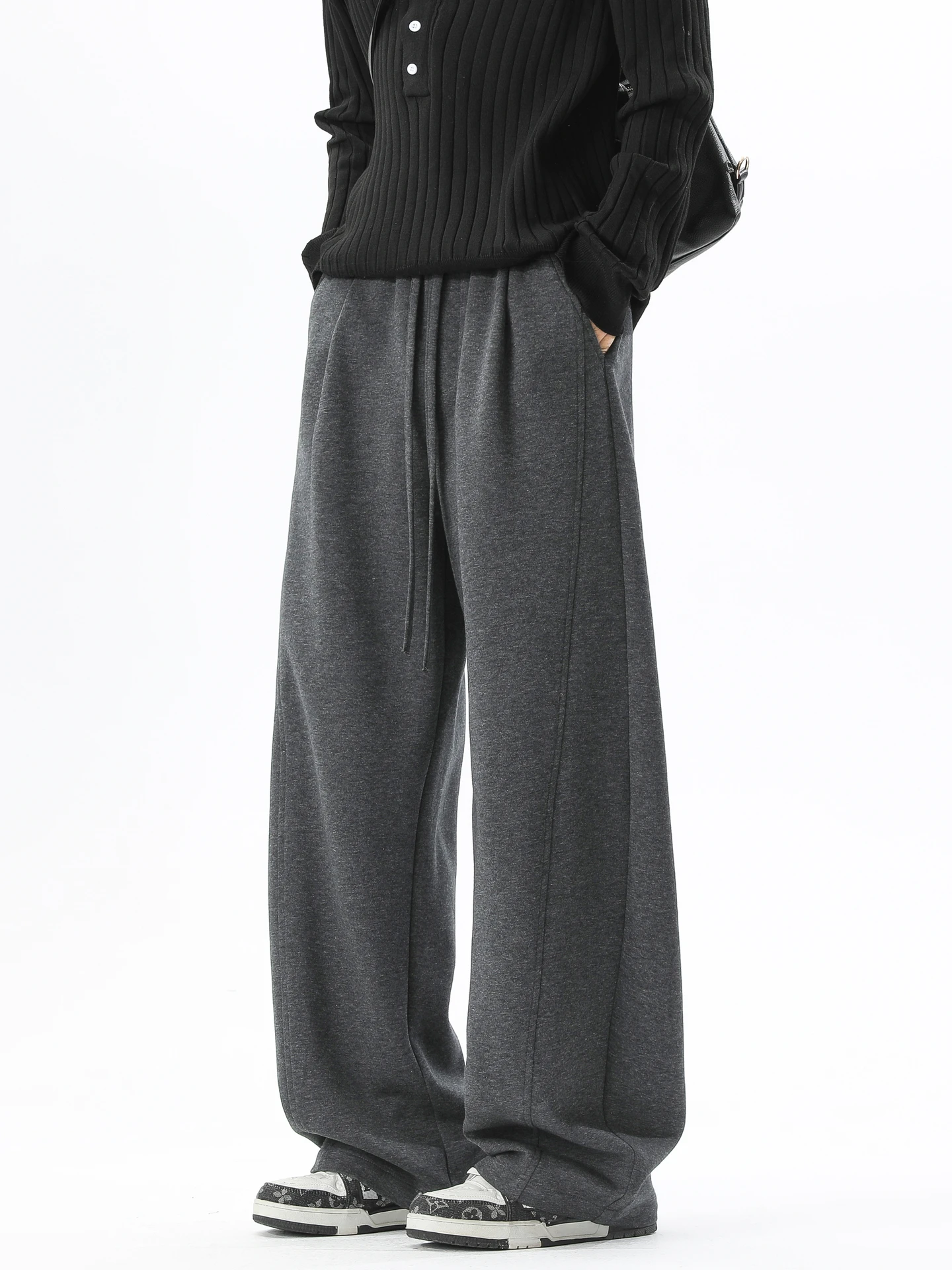 

Simplici Meets Sle Men's And Women's Straight Leg Spor Sweatpants Casual Comfortable Loose Fit Versatile Long Trousers