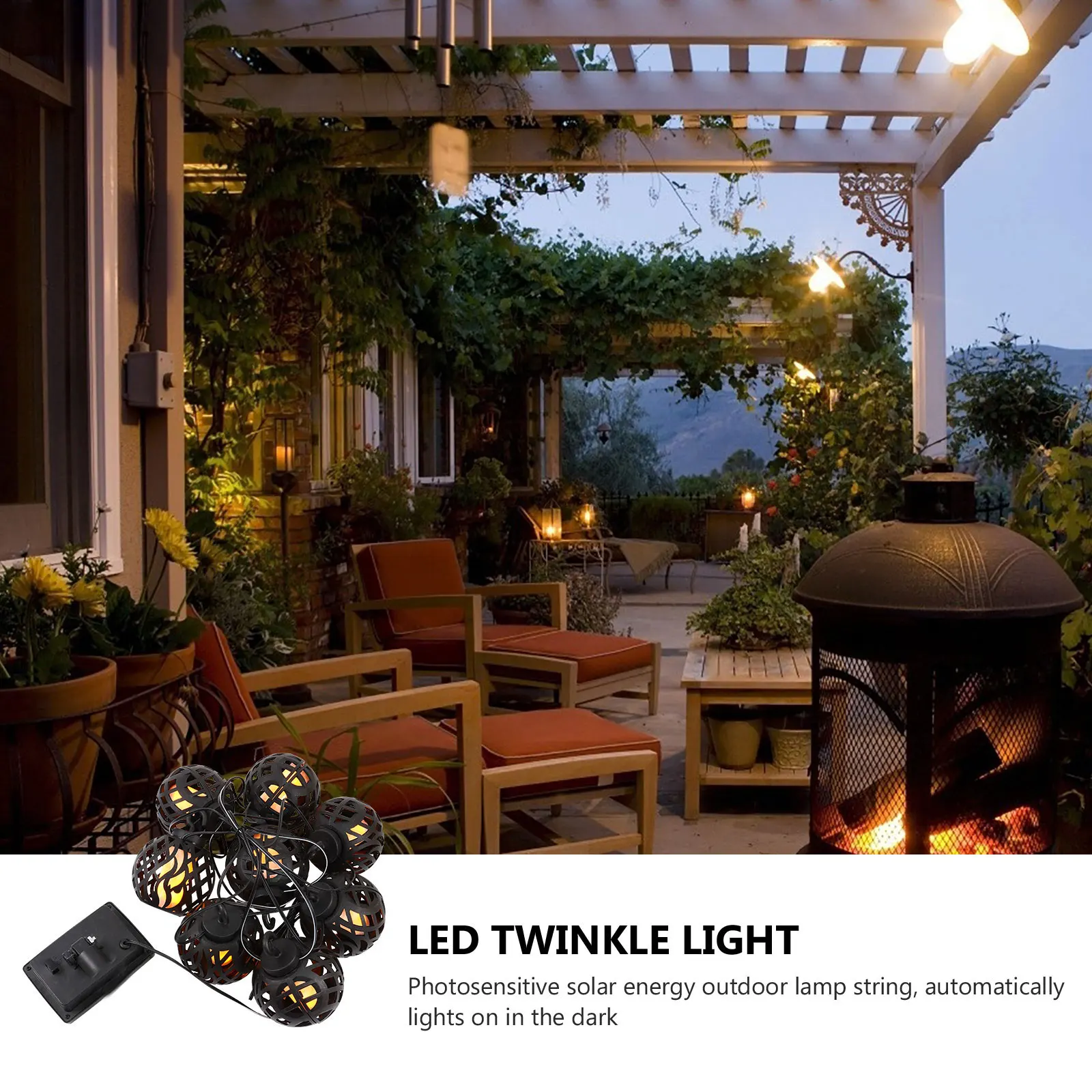 Flame Ball Solar String Light Outdoor LED Lamp for Garden Courtyard Decoration Warm Romantic Lighting Decor Solar String Lamp