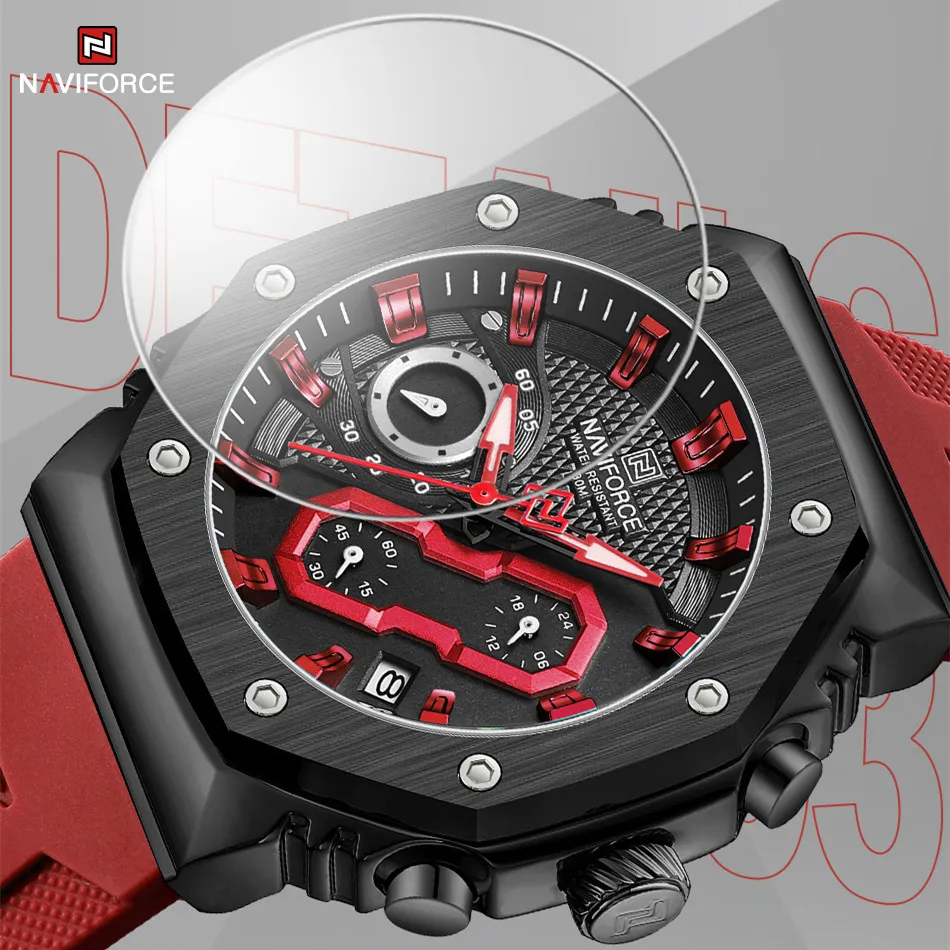 NAVIFORCE Men's Watch Fashion Sport Waterproof Couple Lovers Quartz Wristwatches Luminous Silicone Strap Clock Relogio Masculino