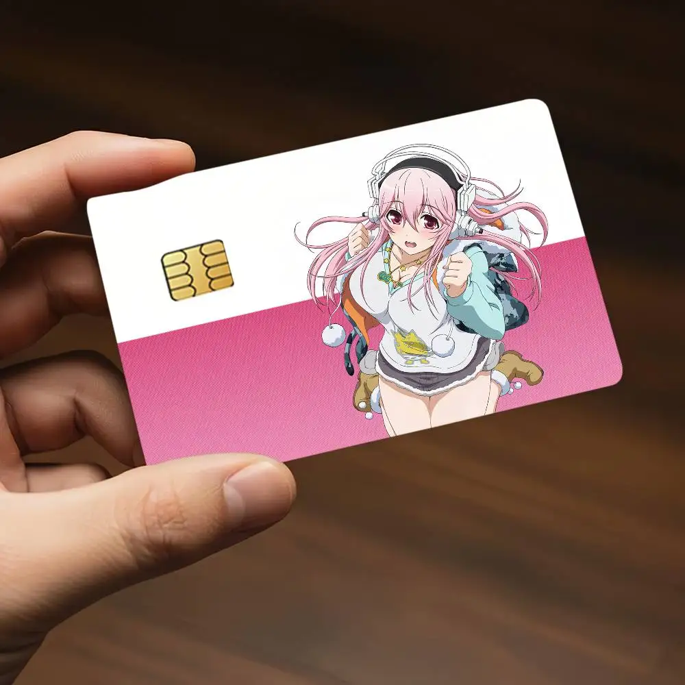 Niedliche Super Sonico-Kreditkarten-Dekorationsaufkleber, geeignet für Bankkarten, Metro Transit, kratzfest, Geschenk, 4 Stück – Detail 7