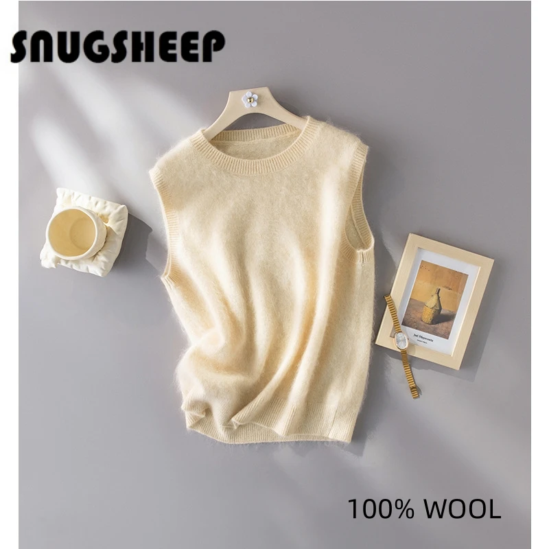 fuzzy wool women winter sweater vest white knit top womens knitted clothes fashion style cute woman gilet clothing vests fall