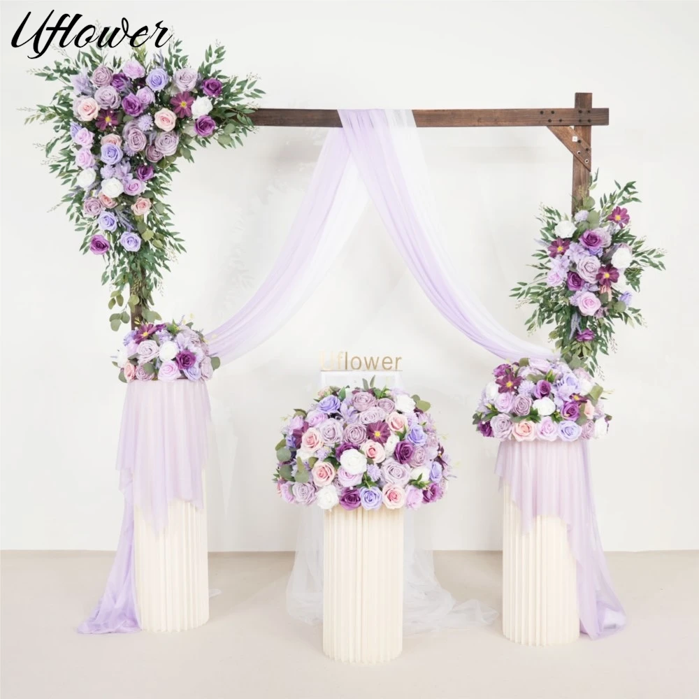 

Uflower Artificial Purple Flowers Wedding Decor Welcome Background Floral Art Hanging Flower Row Props Road Leading Flower Ball